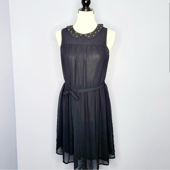 LOFT Navy Blue Dress w/Crystal Embellished Collar - Picture 7 of 7